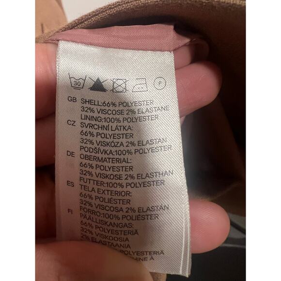 Womens Rayon Blend Long Blazer Tan 4 Business Casual Corpcore Office - Picture 7 of 8